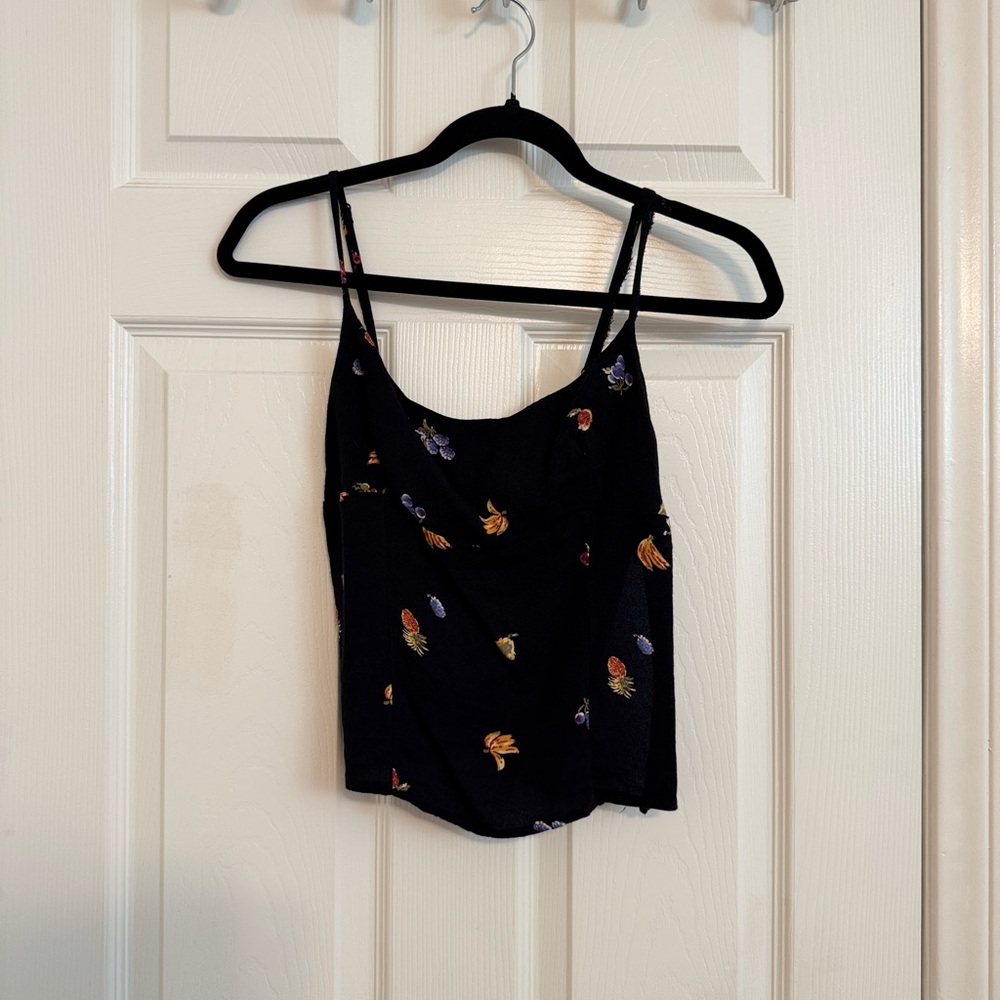 Cute Fruit Pattern Black Women's Tank Top